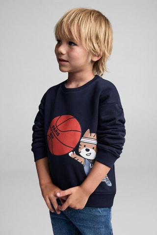 Sweat-shirt coton imprimé - Bleu marine