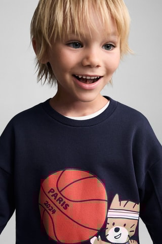 Sweat-shirt coton imprimé - Bleu marine