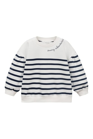 Sweat-shirt à rayures et message - Bleu marine