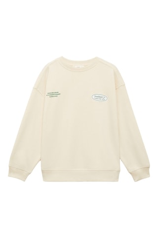 Sweat-shirt coton imprimé - Ecru