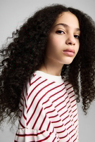 Sweat-shirt coton rayures - Rouge