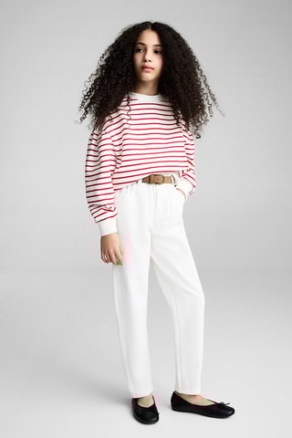 Sweat-shirt coton rayures - Rouge