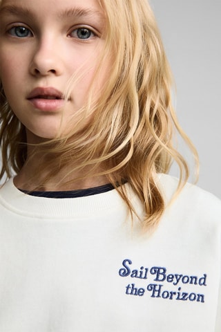 Sweater coton message - Blanc cassé