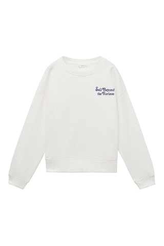 Sweater coton message - Blanc cassé