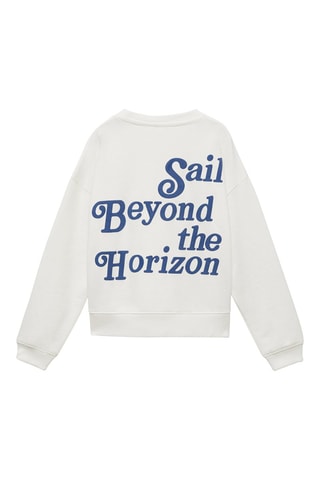 Sweater coton message - Blanc cassé