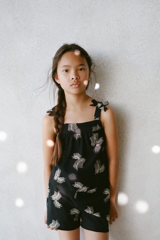 Short lin brodé - Noir