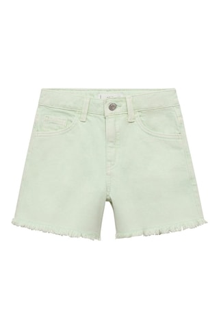 Short en jean revers effilochés - Vert d'eau