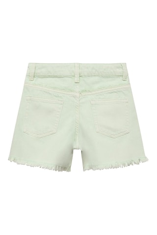 Short en jean revers effilochés - Vert d'eau