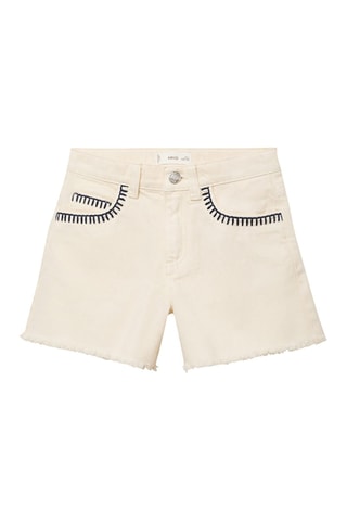 Shorts détail brodé - Beige
