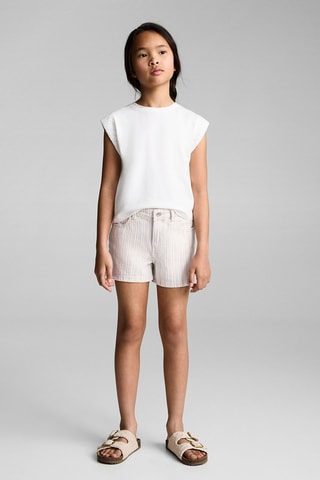 Short en jean rayures - Beige