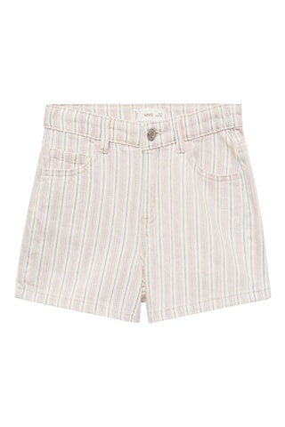 Short en jean rayures - Beige