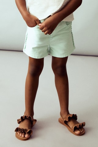 Short en jean avec détail sur le côté - Vert pastel