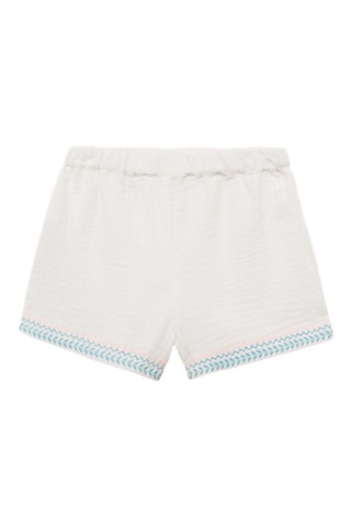 Short plissé brodé - Blanc