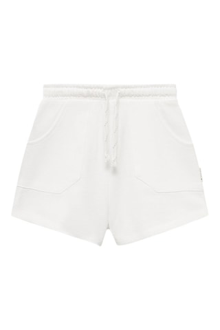 Short coton taille élastique - Blanc cassé