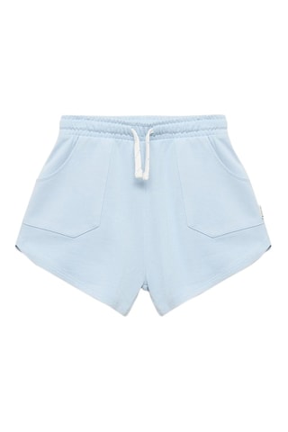 Short coton taille élastique - Blanc cassé