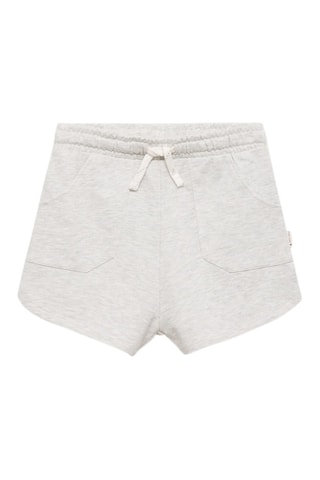 Short coton taille élastique - Blanc cassé