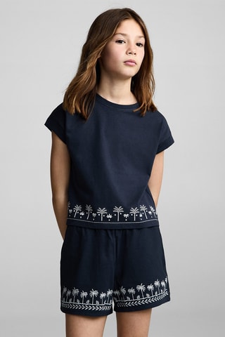 Shorts détail brodé - Bleu marine