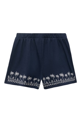 Shorts détail brodé - Bleu marine