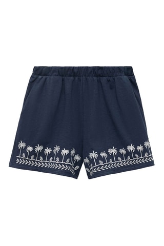 Shorts détail brodé - Bleu marine