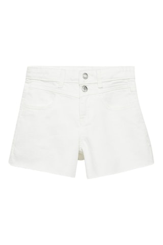 Short en jean revers effilochés - Blanc