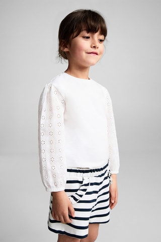 Short imprimé rayures - Bleu marine