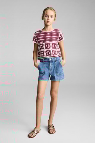 Short en jean droit - Bleu marine