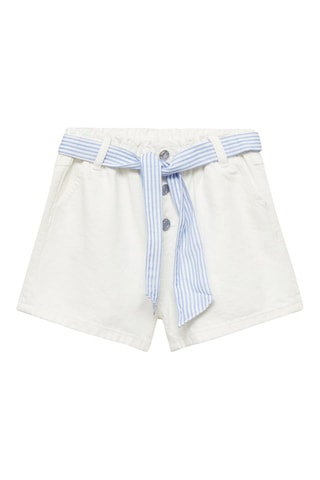 Short en jean noeud - Blanc