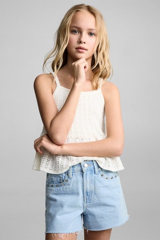 Short en jean à clous - Bleu clair