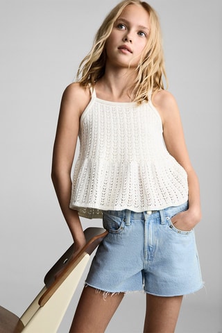 Short en jean à clous - Bleu clair