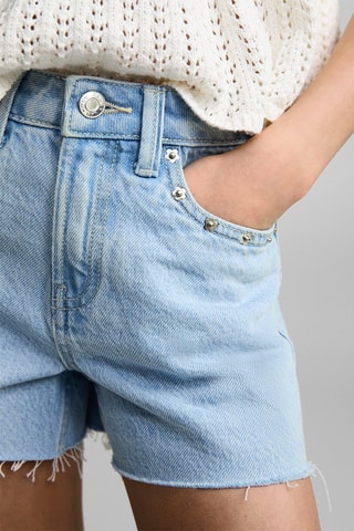 Short en jean à clous - Bleu clair