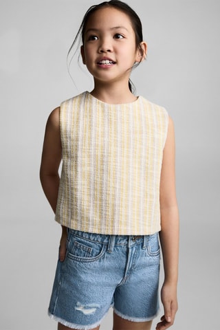 Short en jean revers effilochés - Bleu clair