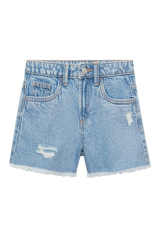 Short en jean revers effilochés - Bleu clair