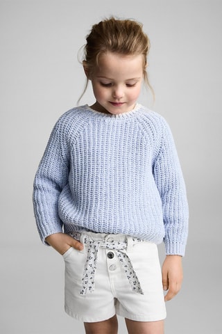 Short en jean ceinture - Blanc