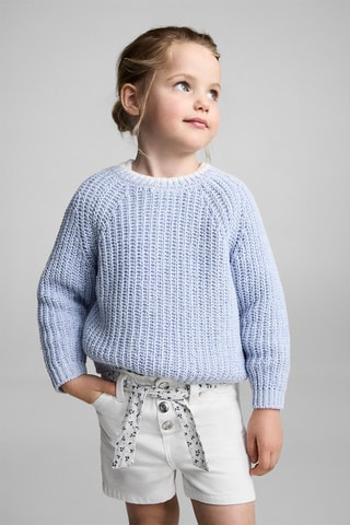 Short en jean ceinture - Blanc