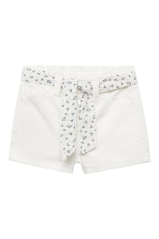 Short en jean ceinture - Blanc