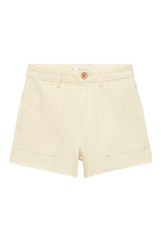 Short droit revers effilochés - Jaune