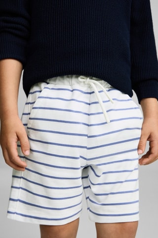 Bermuda en coton à rayures - Bleu