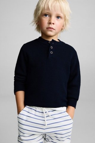 Bermuda en coton à rayures - Bleu