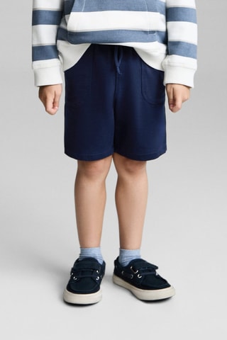 Bermuda coton cordon - Bleu marine