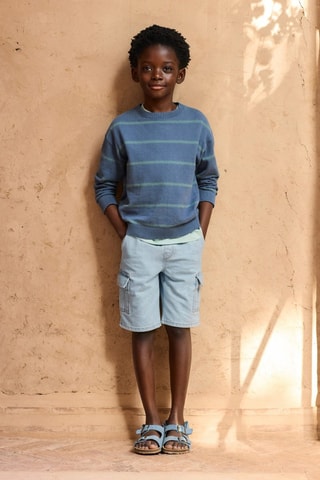 Bermuda en jean cargo - Bleu clair