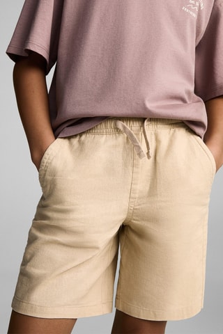 Bermuda lin taille élastique - Sable