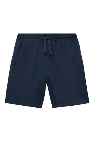 Bermuda lin taille élastique - Bleu marine