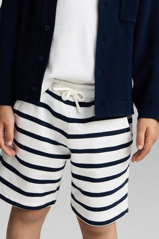 Bermuda en coton à rayures - Bleu marine