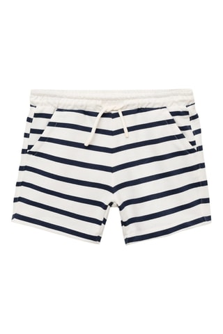 Bermuda en coton à rayures - Bleu marine