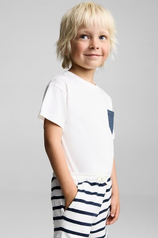 Bermuda en coton à rayures - Bleu marine