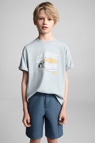 Bermuda coton cargo - Bleu