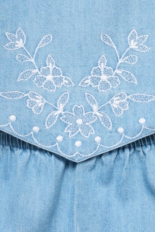 Combinaison en jean détail brodé - Bleu