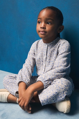 Combinaison coton en imprimé fleuri - Indigo