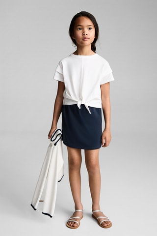 Jupe-culotte en coton - Blanc cassé