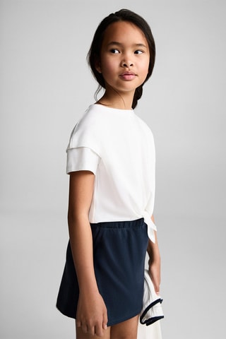 Jupe-culotte en coton - Blanc cassé